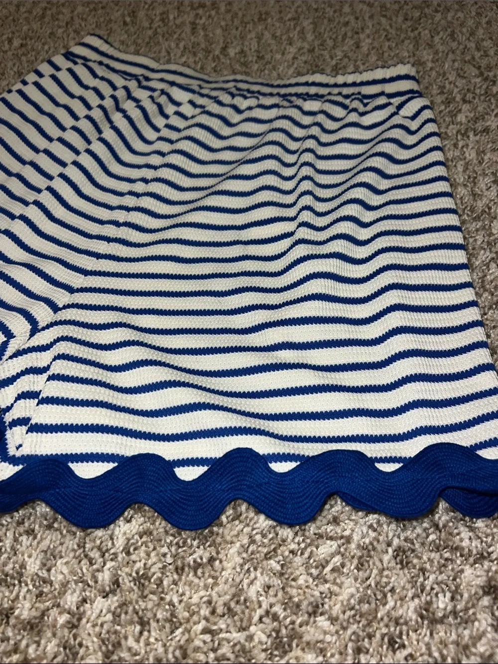 Entro Royal Blue & White Striped Elastic Shorts with Ric Rac Scalloped Hem CUTE! - Picture 9 of 11